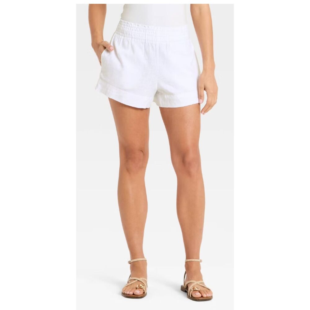 NW White Women's Linen Pull-On Shorts 3.5" - XS